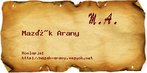 Mazák Arany névjegykártya